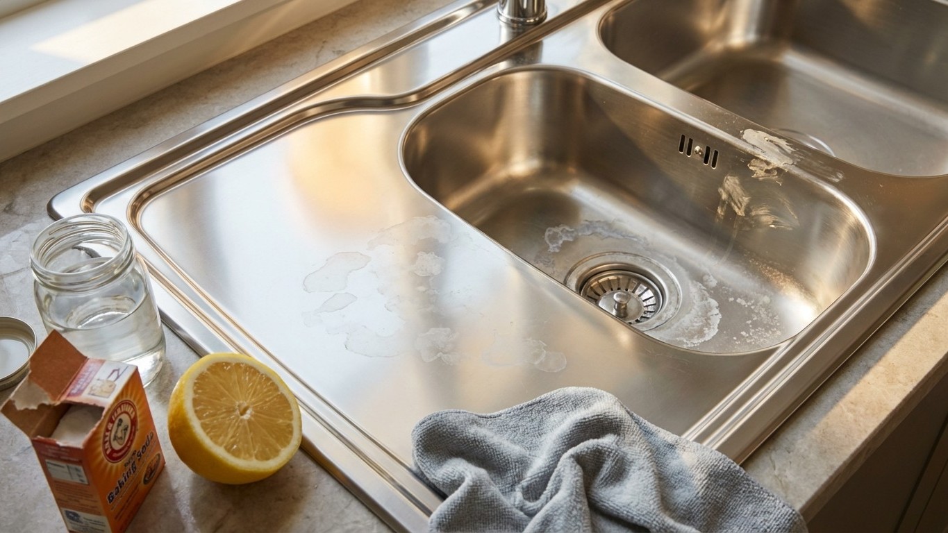Évier inox : le nettoyer naturellement sans micro-rayures ni traces