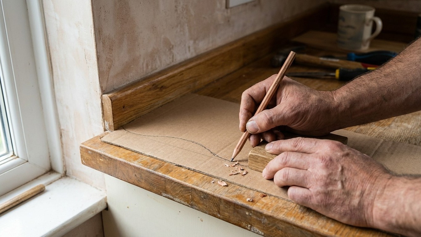 The Cardboard Trick Professional Joiners Use to Fit Worktops Perfectly to Uneven Walls