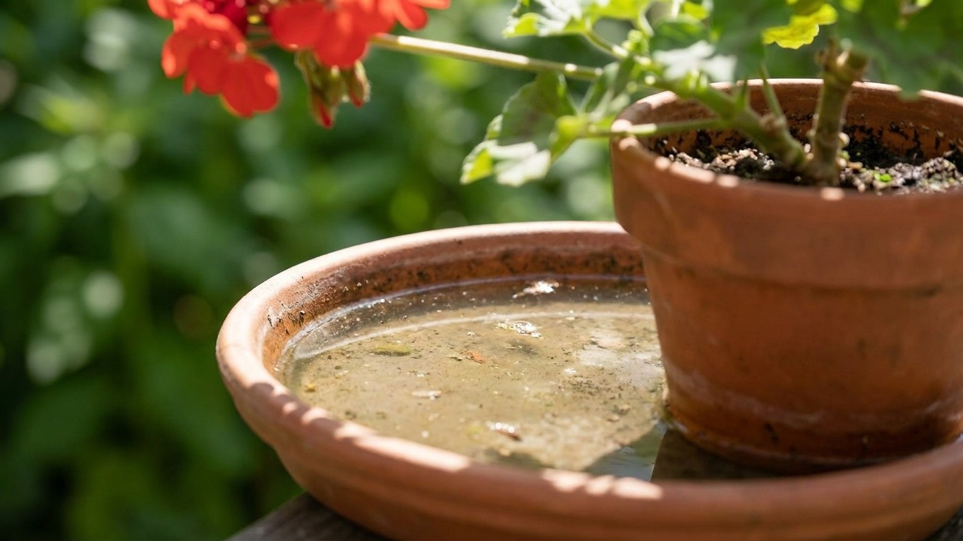 I always left saucers of water under my potted plants just to keep them hydrated: the day I looked closely at the surface ...