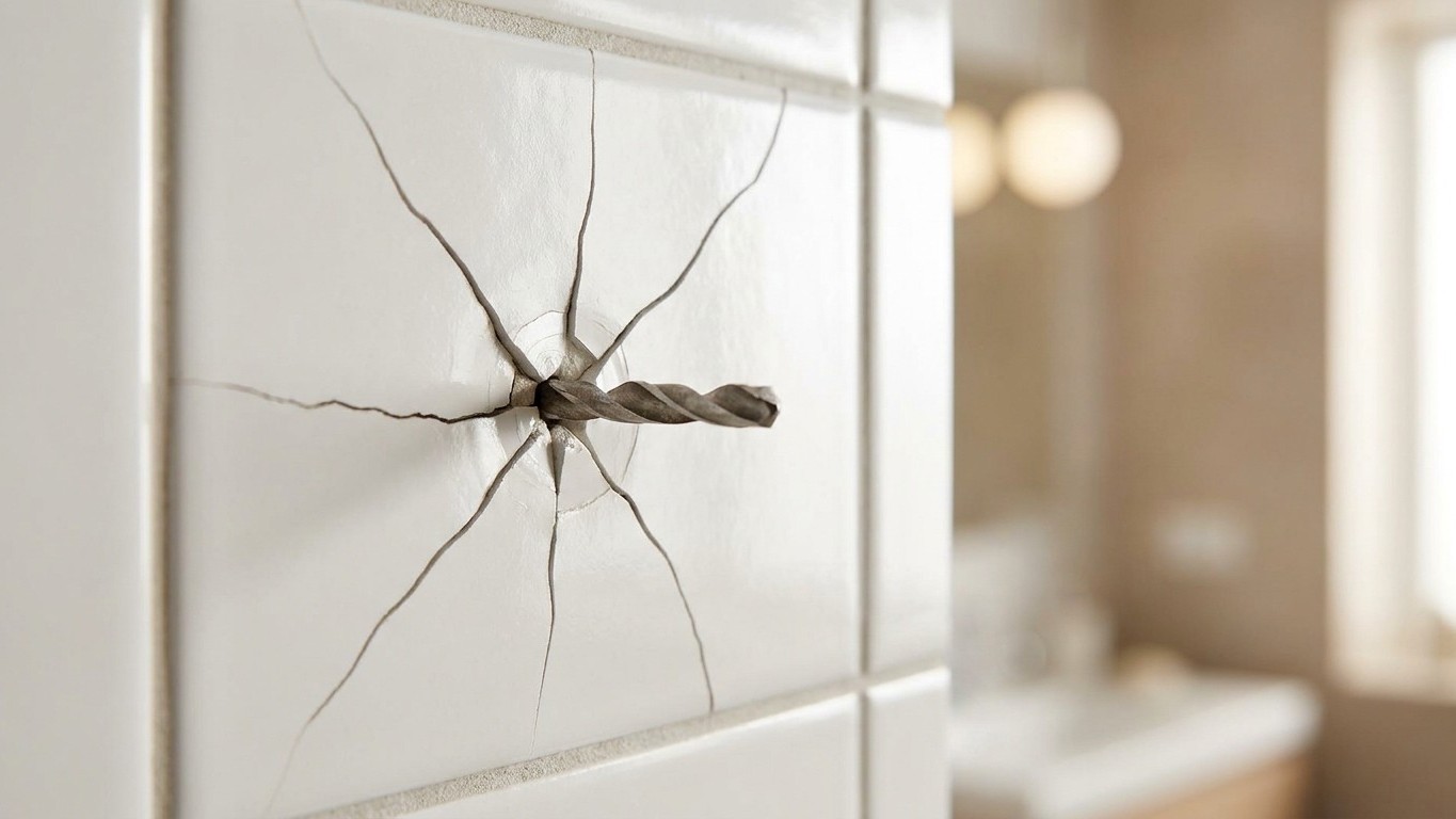 I drilled into my bathroom tiles with hammer mode on like I always do: when I saw what spread across the enamel, it was to...