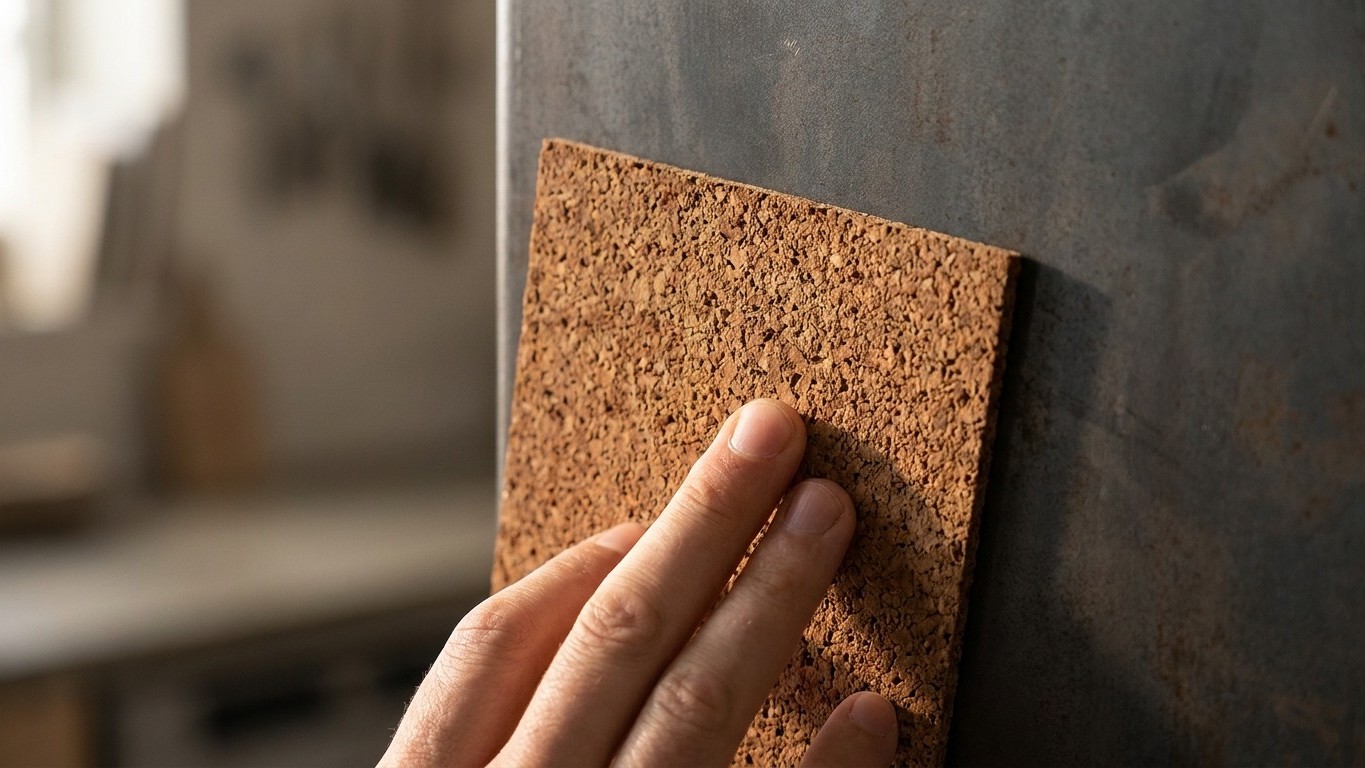 I glued a 3 mm cork panel behind my steel garage door just to cut the noise: since then, the heat has stopped chasing me o...