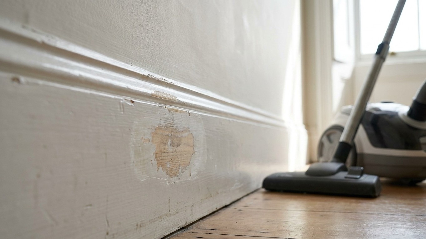 I painted my skirtings and door frames in my wall shade with the same tin of emulsion just to save money: three weeks late...