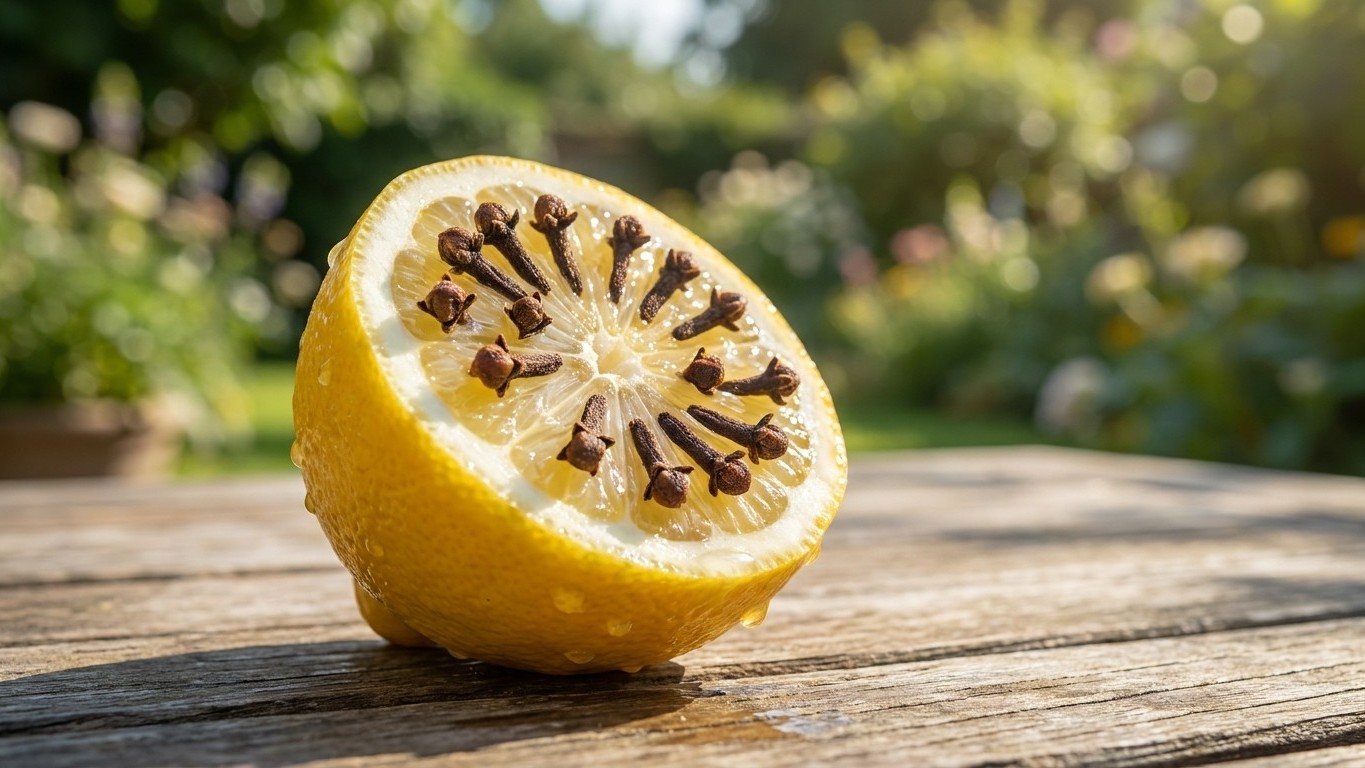 I put half a lemon studded with cloves on my patio table just for the scent: since then, I haven't seen a single fly and t...
