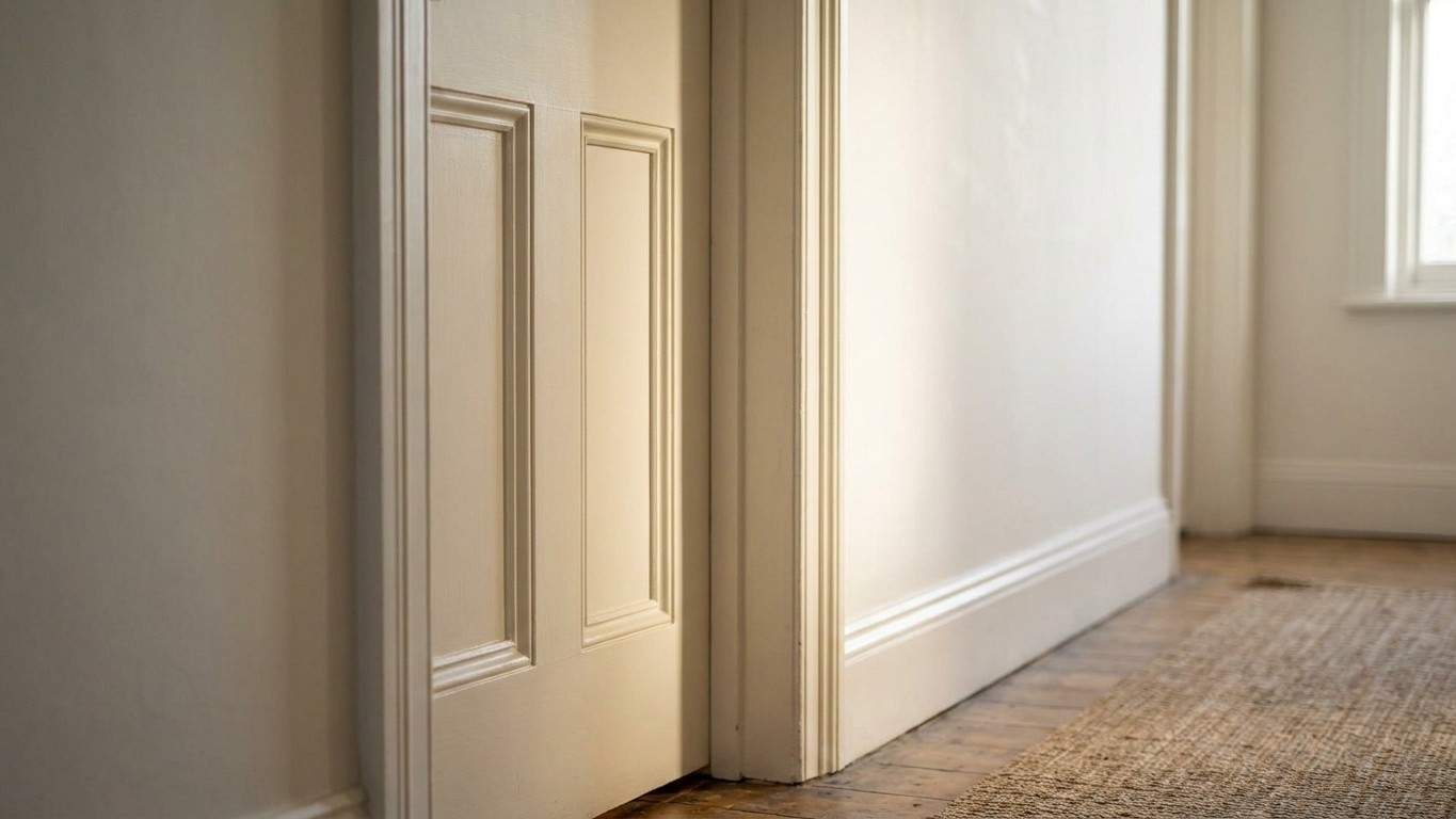 I stuck strips of MDF onto my flat hollow door just to smarten up the hallway: since then, nobody believes it isn't a soli...