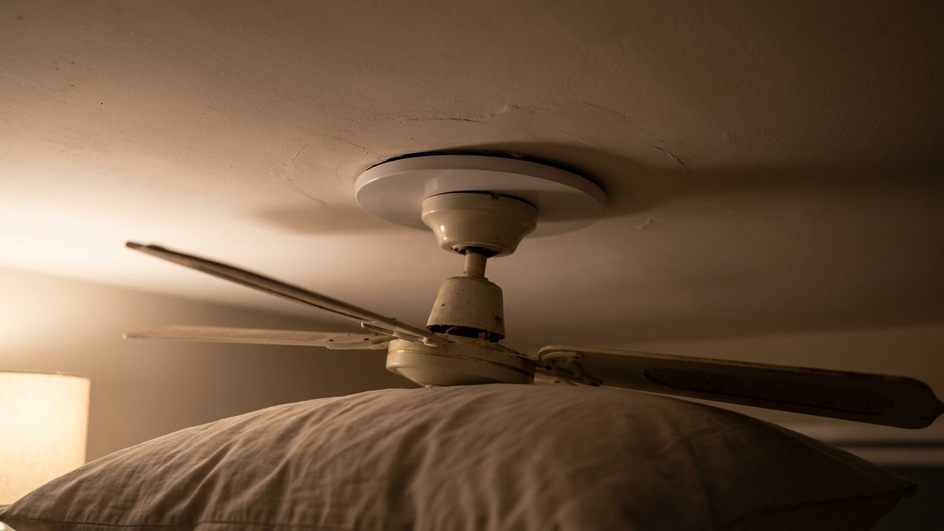 I hung my new ceiling fan straight off the plastic rose just to avoid cutting into the plasterboard: the night it started ...