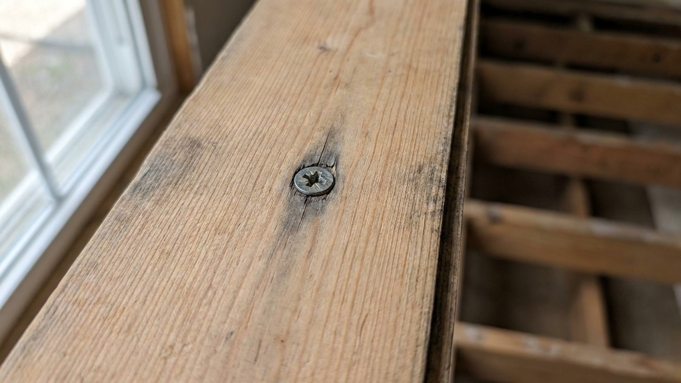 I screwed my squeaky floorboard down with 50 mm screws just to kill the noise: when I lifted the board six months later, i...