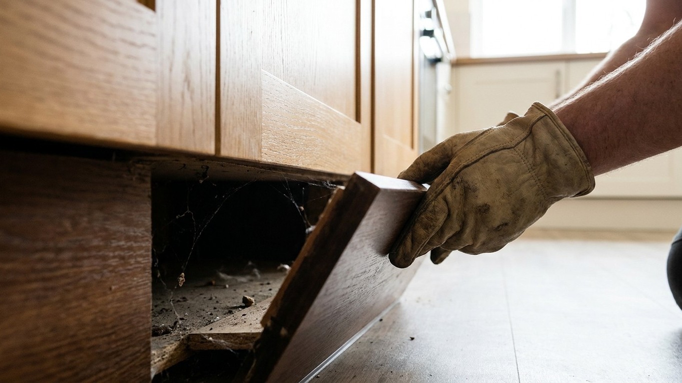 I squirted expanding foam into the gap behind my kitchen plinth just to block the draught: three weeks later, pulling the ...