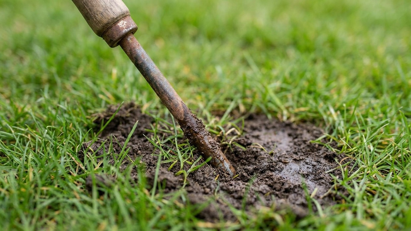 Push a thin cane into the soil above your buried water line and lean on it: it's the check fitters make first