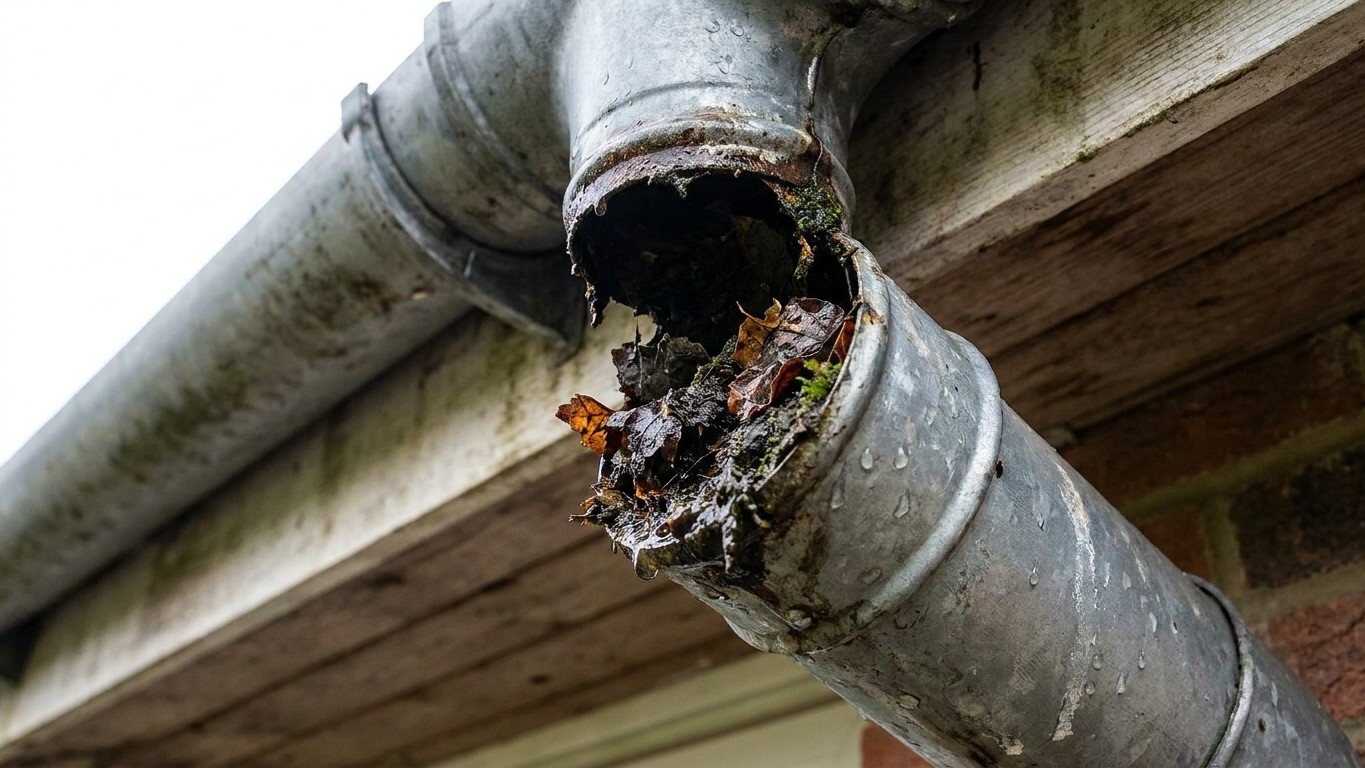 We all insist on clearing the gutter in autumn, while this one bend under the downpipe decides whether the soffit rots