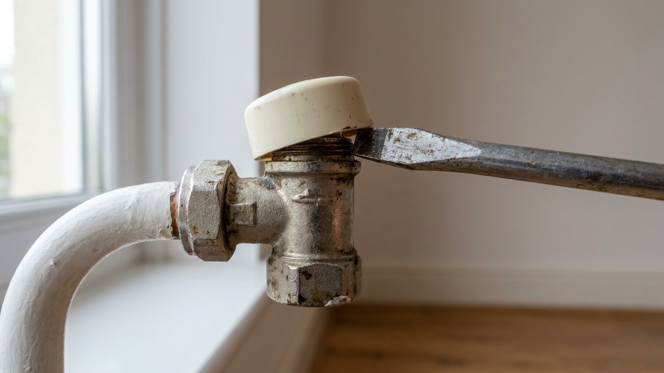 We all keep on bleeding the cold radiators at the back of the house, while this quarter-turn on the valve near the boiler ...